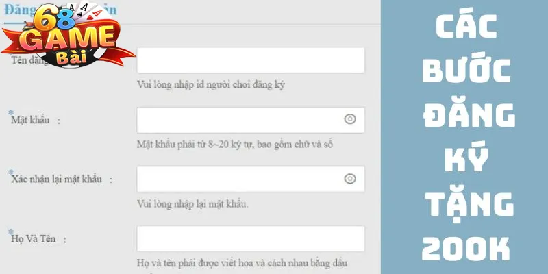 Các bước đơn giản để người chơi nhận đãi đăng ký tặng 200k
